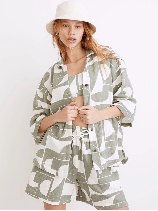 Other - Madewell lightestspun in mod shapes Green & White Set M